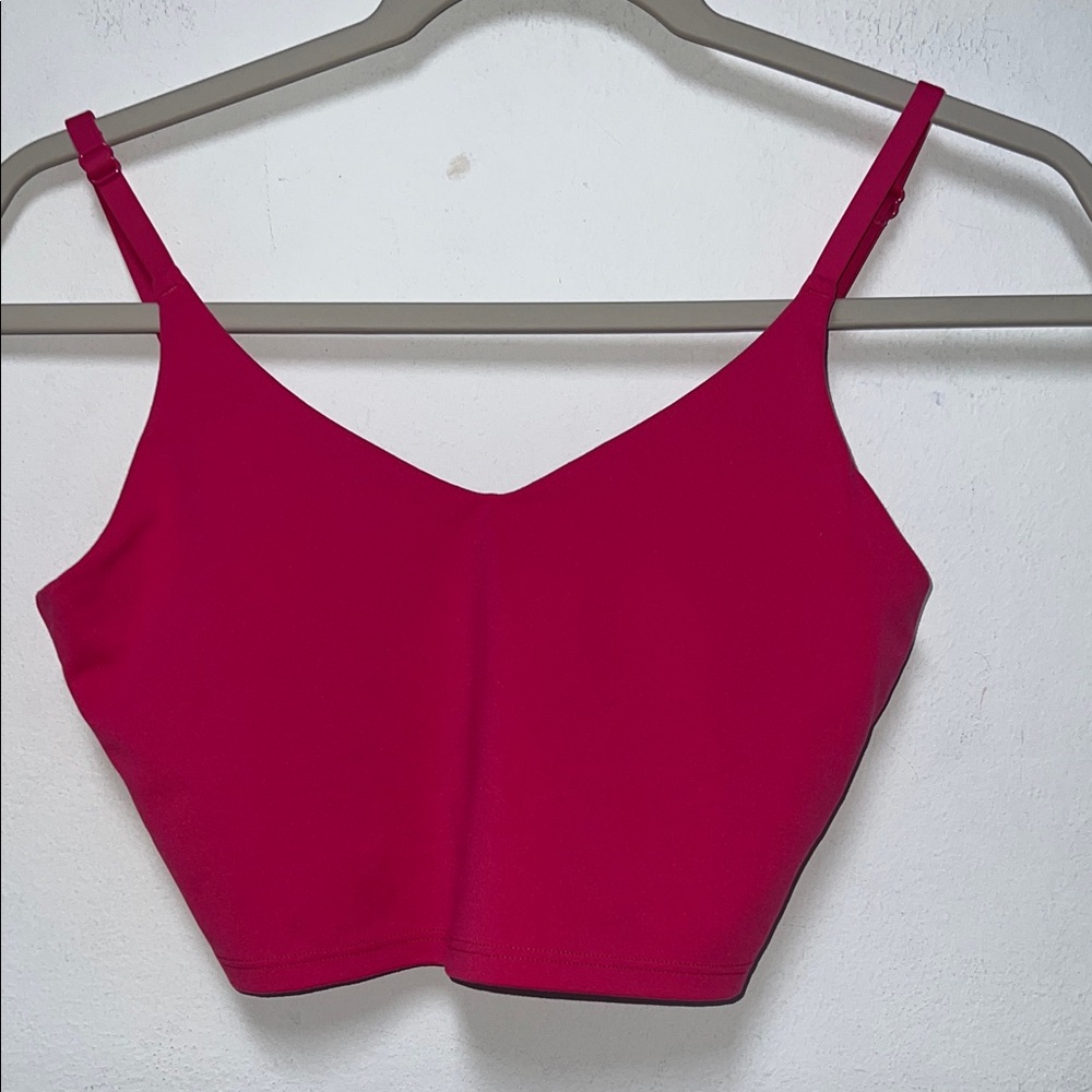 Athleta Vibrant pink v neck  long sport bra size XS